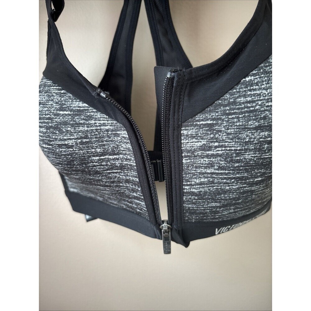 Victoria’s Secret Incredible Max Sports Bra Zip Front Racerback Gray 32D - Picture 3 of 6